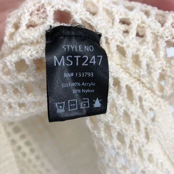 POL Sweater Womens Small Open Knit Pullover Oversized Pocket Sheer Acrylic - Picture 7 of 12